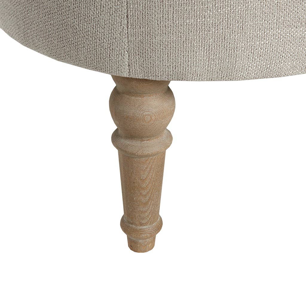 Olliix - Wholesale Ottoman - Button Tufted Ottoman with Reclaimed Wooden Leg, Light Grey5