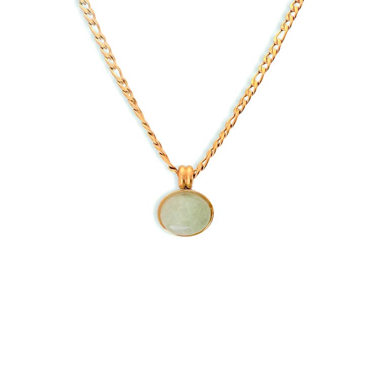 Naomi Oval Aventurine Pendant Necklace for wholesale by Lumini Jewelry