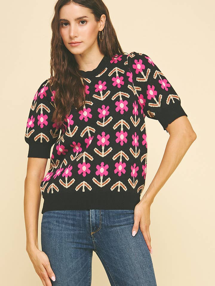 PULL EN MAILLE À IMPRIMÉ FLORAL - 6555WS pour la vente par PINCH