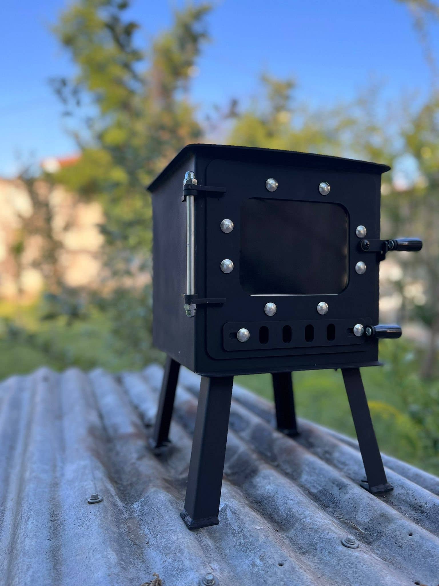 blackseametalworks – wholesale Fire pit – Tiny Wood Burning Stove, Tiny House, Rv, Caravan Stove (4 Inches Flue Outlet)4