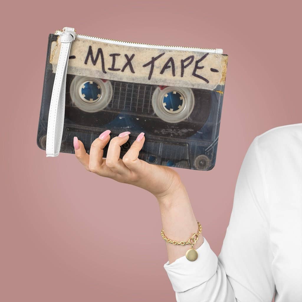 QuotesOn LLC - Wholesale Clutch Bag - Women's - Mix Tape Cassette Clutch Bag, Wristlet, Evening Bag, Vegan Leather Bag, Vegan Saffiano, 80s Handbag, Retro1