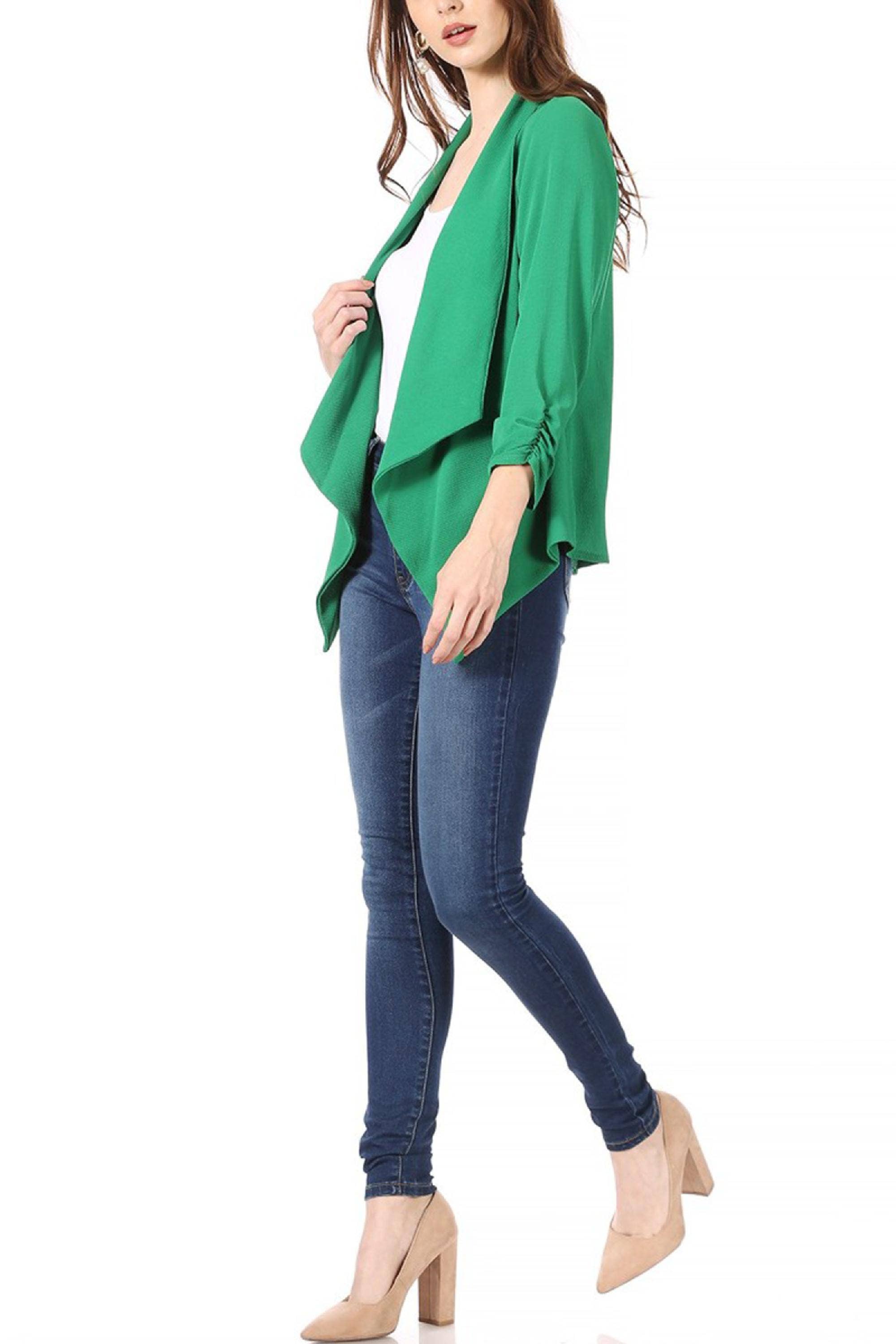 MOA COLLECTION - Wholesale Blazer - Women's - Women's Woven Casual Relaxed Fit Open Front Blazer Jacket8