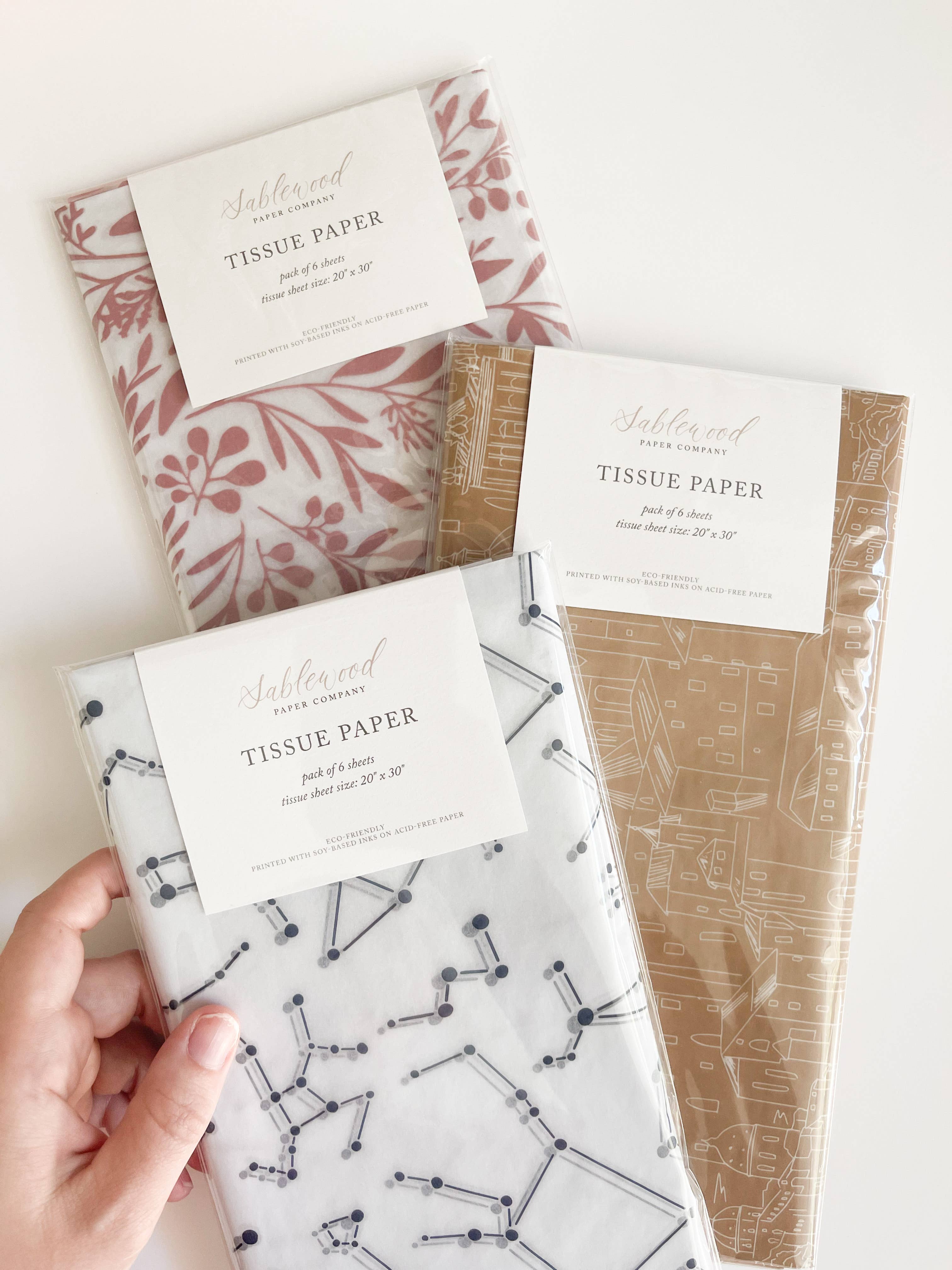 Sablewood Paper Company - Wholesale Tissue Paper - Pink Flora Tissue Paper – Pack of 63