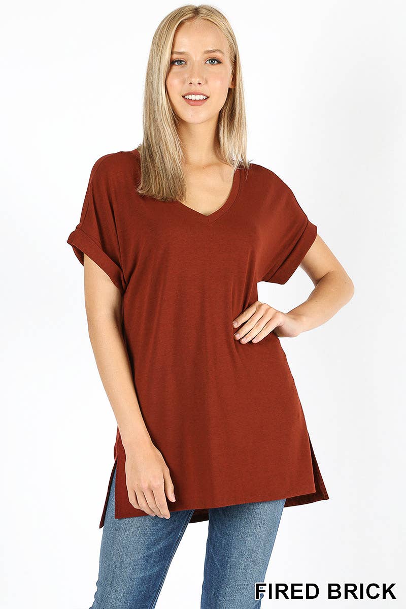 42POPS - Wholesale Tunic - Women's - `.Short Sleeve Side Slit Hi Low Hem9