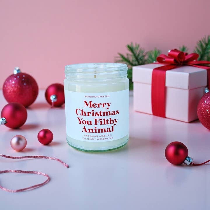 Rambling Caravan - Wholesale Jar/Filled Candle - Merry Christmas You Filthy Animal Candle1
