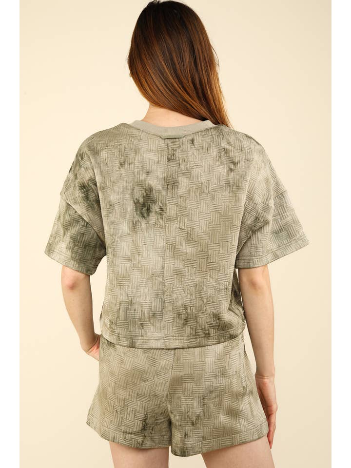 VERY J – Engroshandel Loungesæt - Dame – NT11780SET-Quiltet vasket behagelig striktop og shorts sæt11