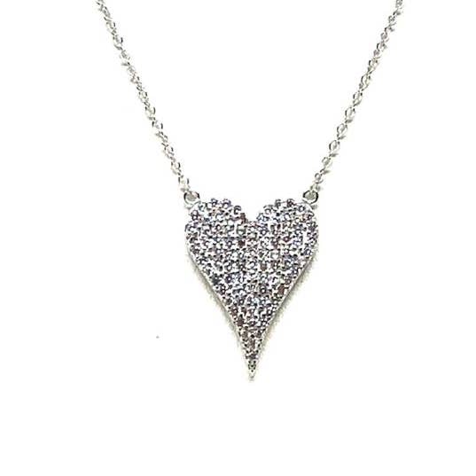 Micropave Heart Necklace: Sterling Silver for wholesale by Athena Designs