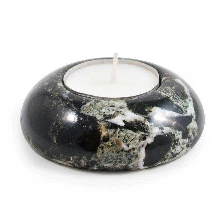 Portavelas de té en forma de D de 3" cebra negra para venta al por mayor de British Fossils