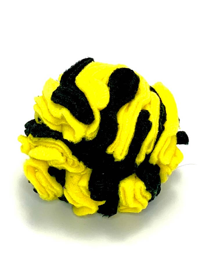 Snuffle Ball Brain Toy Black and Yellow for wholesale by Wag and Bark