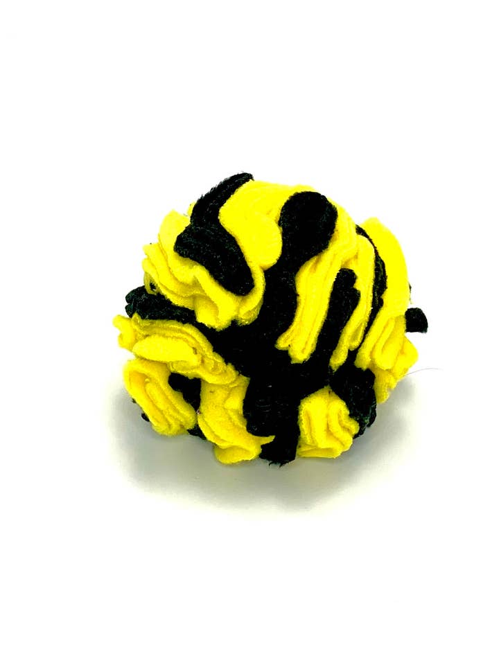 Snuffle Ball Brain Toy Black and Yellow for wholesale by Wag and Bark