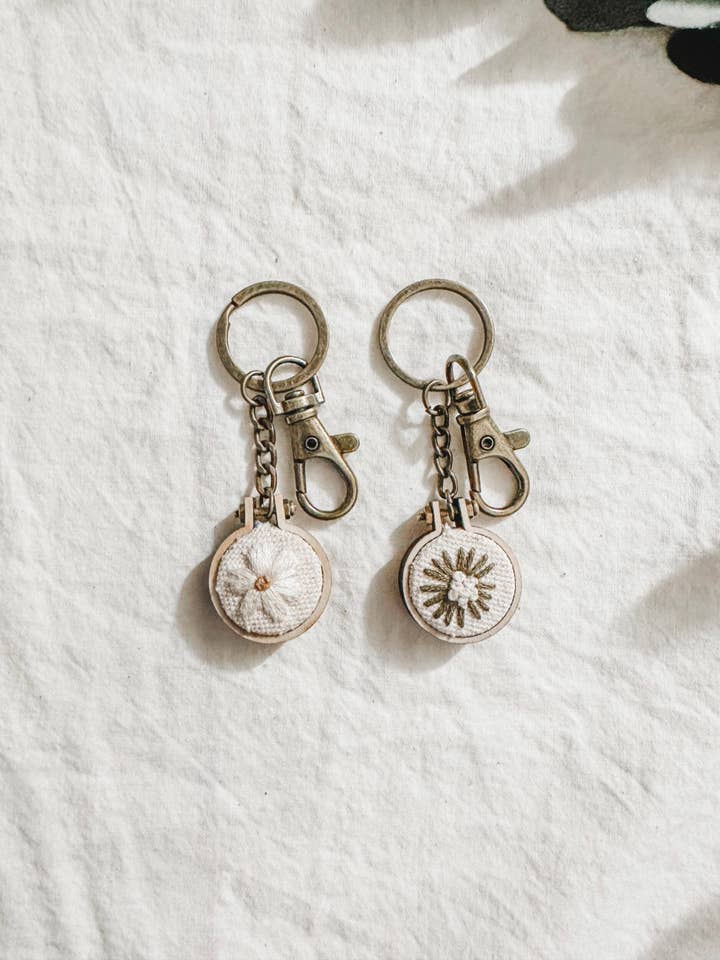 Single Flower Embroidered Keychain for wholesale by Classical Gardens