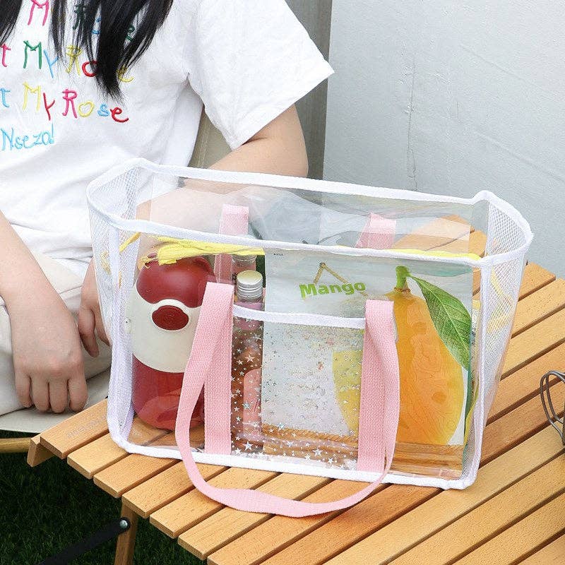 Dipped Shop - Vente Tote bag – femme - Grand sac fourre-tout zippé en PVC transparent multicolore avec grande capacité DPB17015