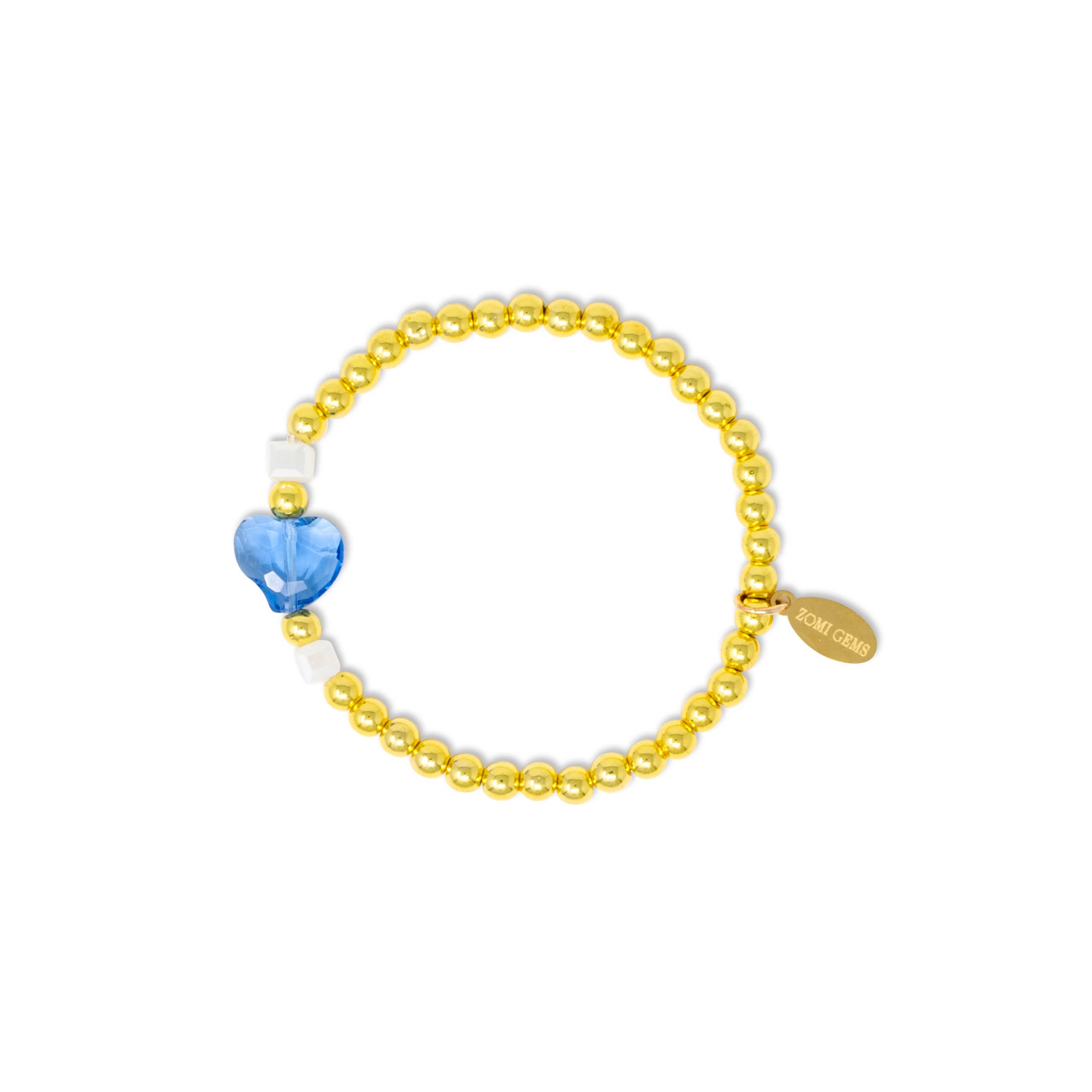 Tiny Treats and ZOMI GEMS - Wholesale Beaded Bracelet - Kids - Stretchy Gold Bead Heart Birthstone Bracelets for Kids12