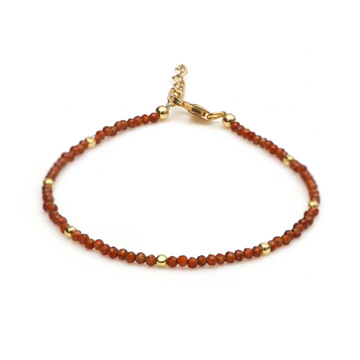 Pulsera Apilable de Cuentas de Hesonita con Plata Rellenada de Oro de 18K para venta al por mayor de Fine Facets