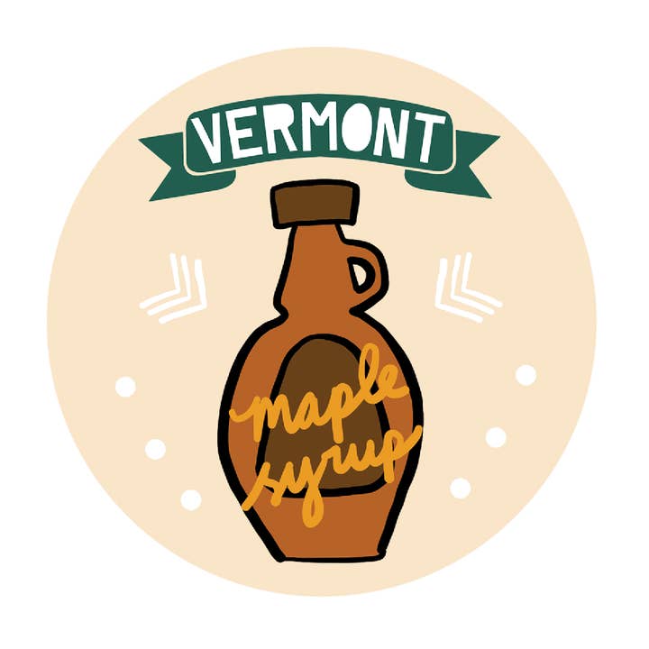 Vermont Maple Syrup Vinyl Sticker Souvenir for wholesale by Made by Nilina