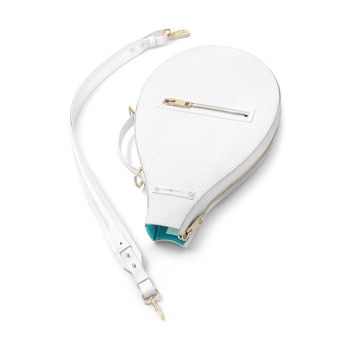 FENIX SPORTIER - Vendita all'ingrosso Borsa da palestra - Unisex - Borsa Billie Bag in Pelle per Racchetta da Tennis (Bianco/Oro)