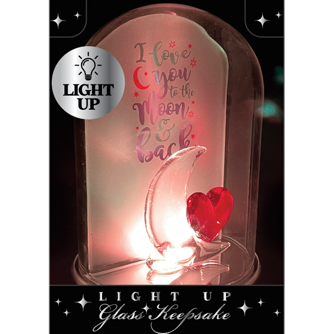 Novelty Closeout - Wholesale Decorative Tabletop Object - Light Up Glass Keepsake Celebrate Love Assortment- 6/Pack1