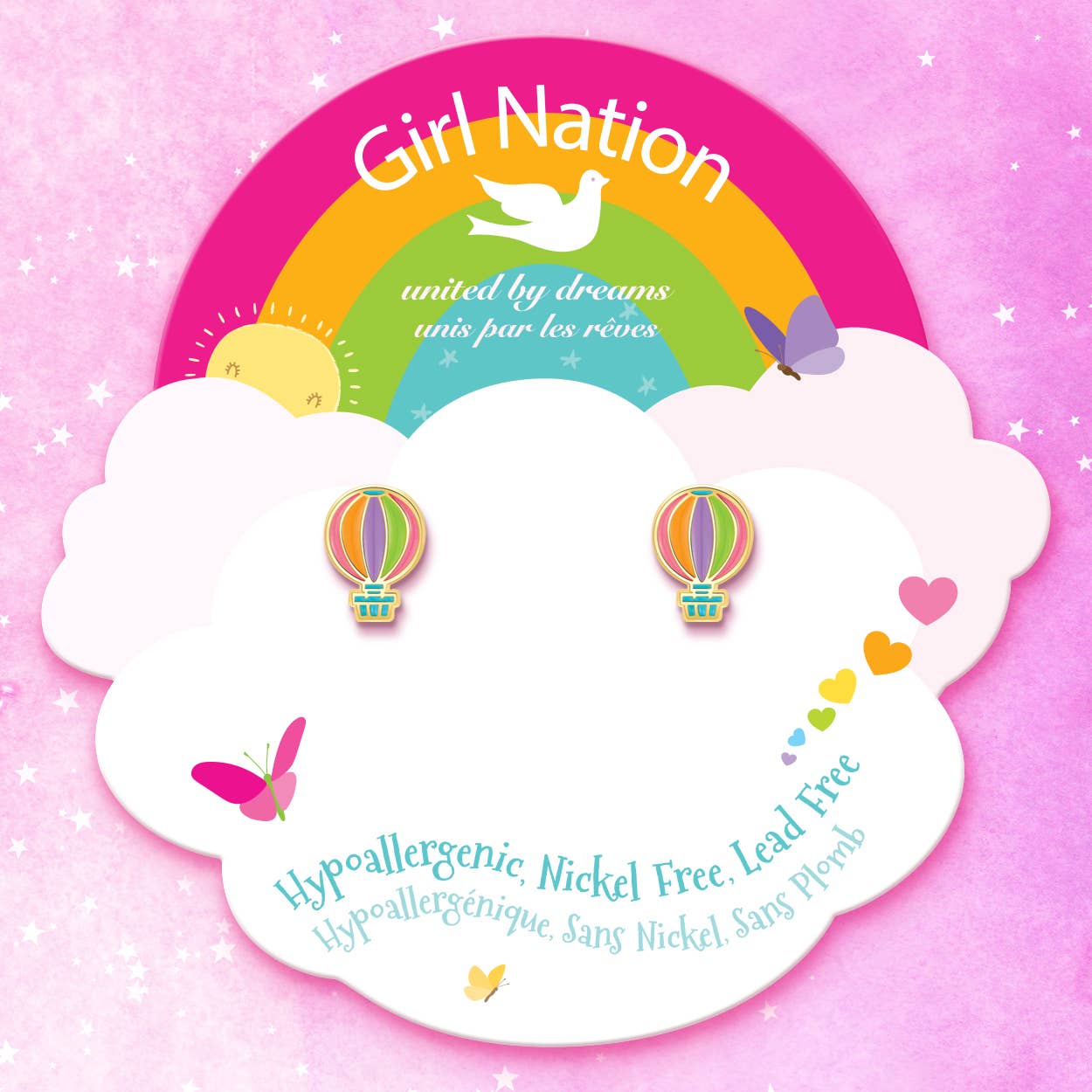 Girl Nation | Kids Jewelry | Easter Gifts - Wholesale Earrings - Kids - Hot Air Balloon | Cutie Stud Earrings for Kids2