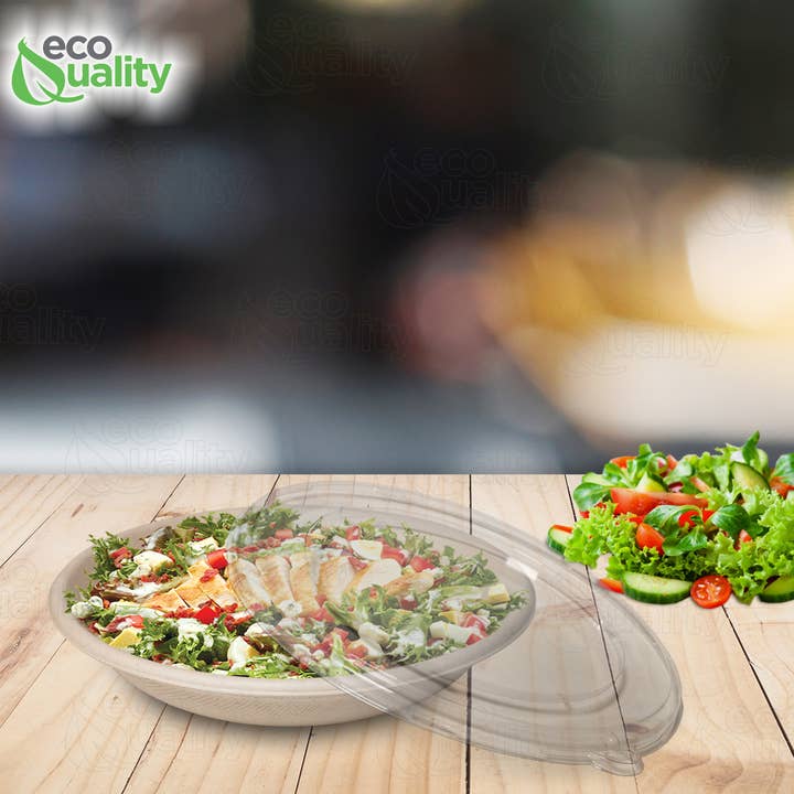EcoQuality - Wholesale Disposable plate - 24Oz Compostable Heavy Duty Disposable Bowls with Lids6