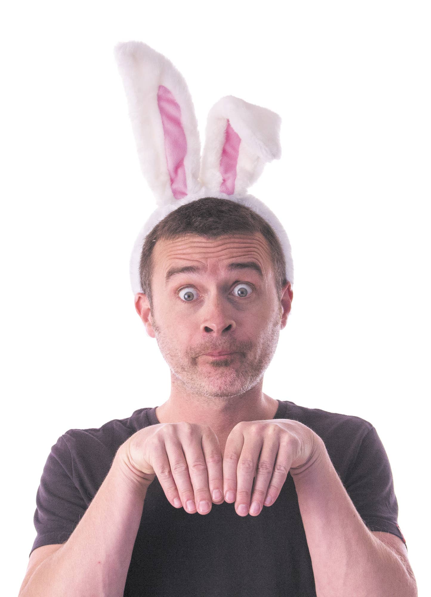 Party Pro - Wholesale Costume - Unisex - WHITE AND PINK PLUSH RABBIT EAR HEADBAND0