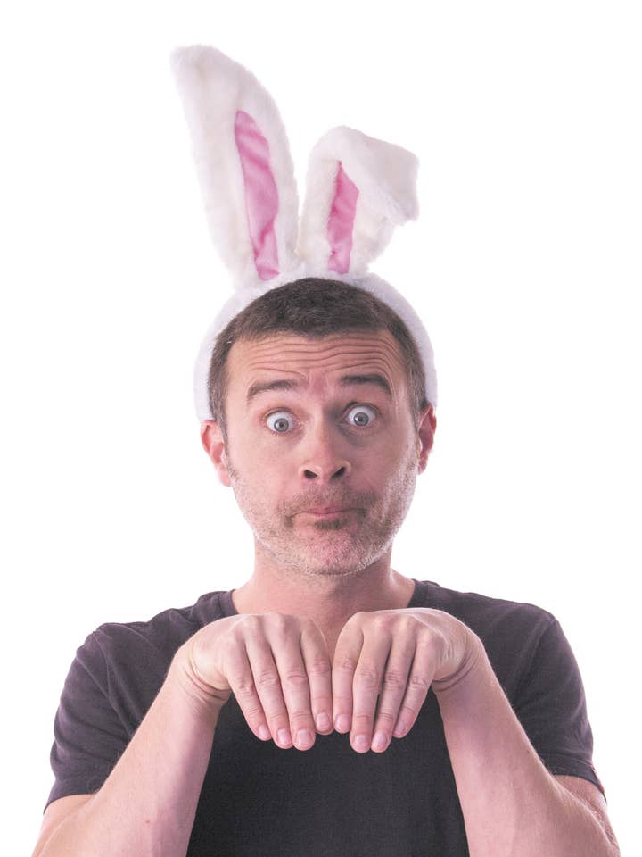 Party Pro - Wholesale Costume - Unisex - WHITE AND PINK PLUSH RABBIT EAR HEADBAND