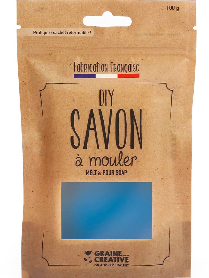 100G BARRA DE SABONETE AZUL TRANSLÚCIDO por atacado de Graine Créative