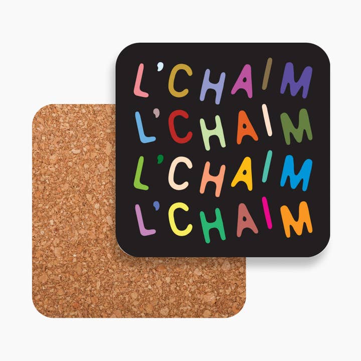 L'chaim confetti Coaster for wholesale by Everyday Yiddish