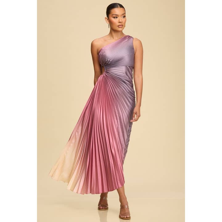 PLEATED OMBRE MIDI DRESS for wholesale by Luxxel