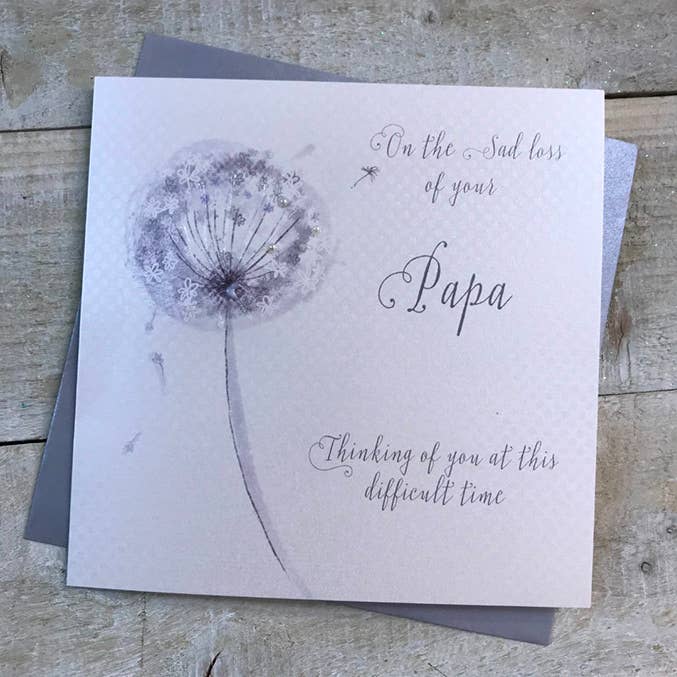 White Cotton Cards – wholesale Sympathy card – Loss of Your Papa - Dandelion (VN98-PAPA)