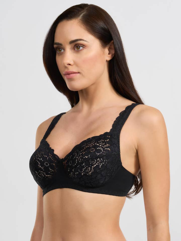 Spiman - Vente Soutien-gorge – femme - Soutien-gorge en tissu élastique et dentelle avec rembourrage latéral