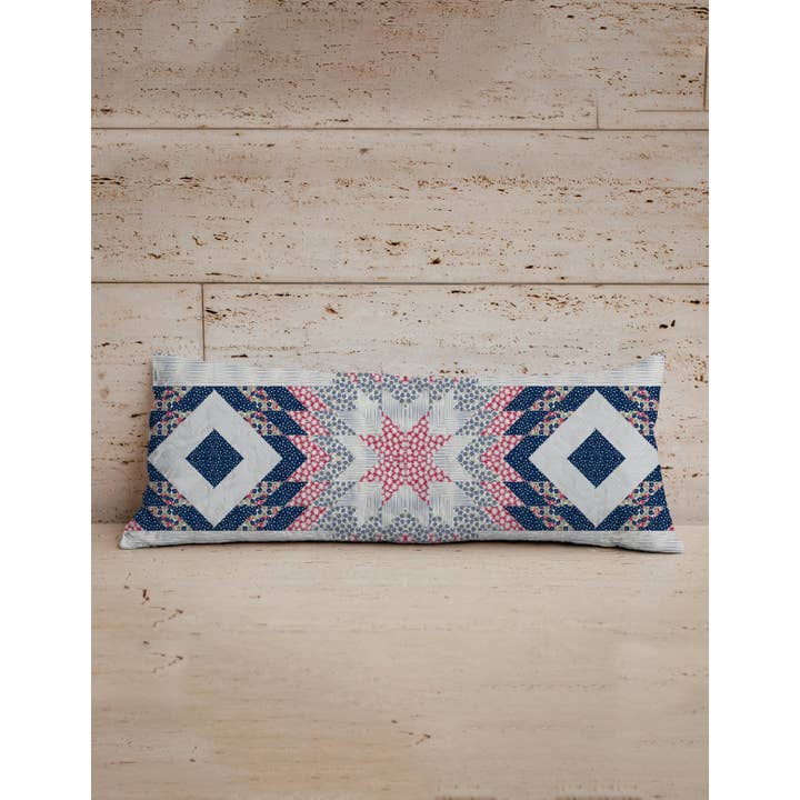 Adeline Patchwork Americana Quilted Oblong 14" x33" Pillow for wholesale by Ida Mae Home