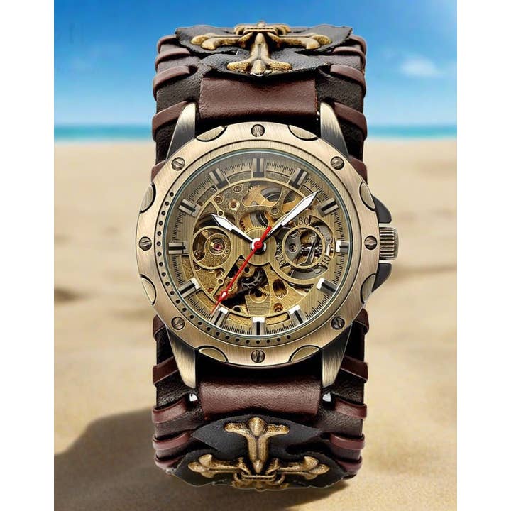 Punk Style hult mekanisk automatisk ur til mænd for engroshandel hos WoodWristCo