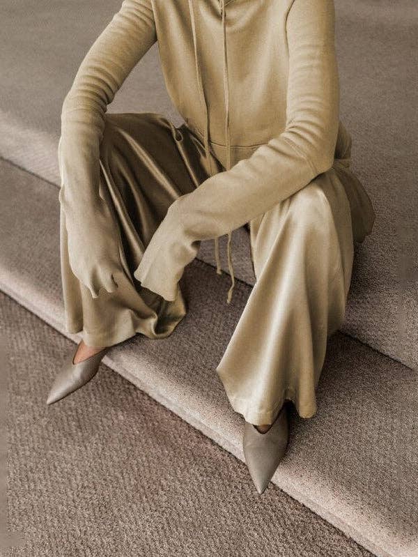 GREEN Original Solid Color Hoodies&Wide Leg Pants Two Pieces Set for wholesale on Faire1