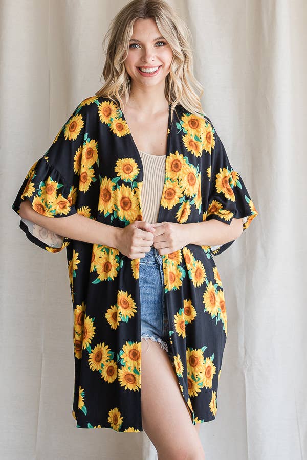 Off White Sunflower Casual Open Front Cardigan T4237 for wholesale on Faire16