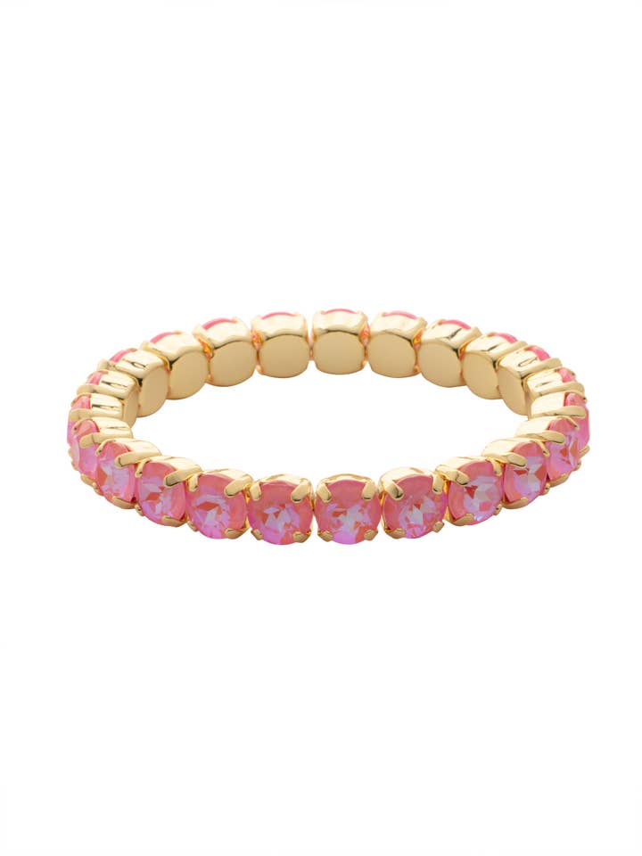 Bracelet extensible plaqué or 10K & cristal rose vif 18 cm pour la vente par Sorrelli