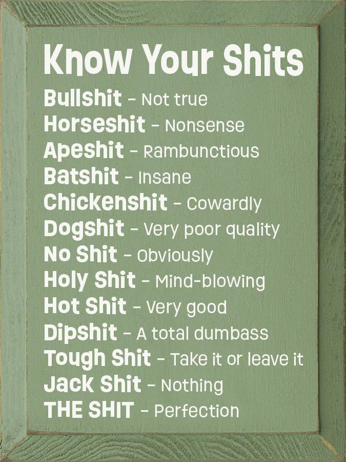 SAWDUST CITY - Wholesale Sign - Know Your Shits: Funny Vertical Wood Sign6