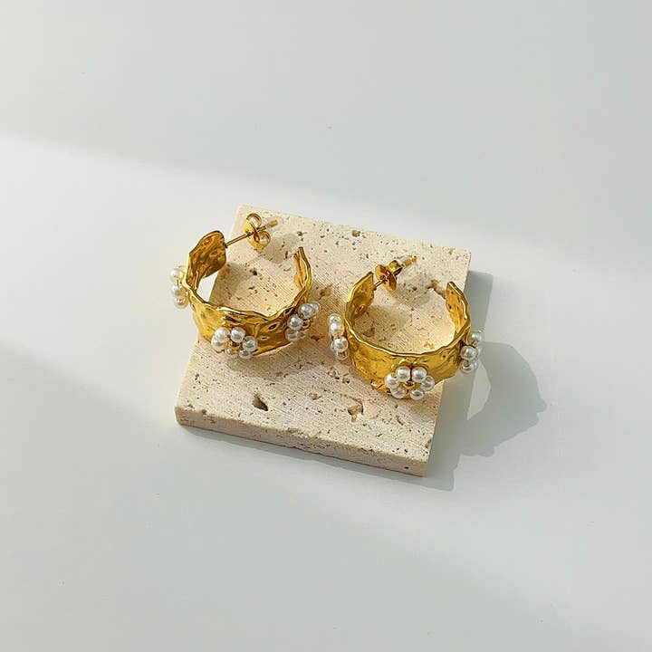 Revelari - Wholesale Hoop Earrings - Pearl Double C Earrings1