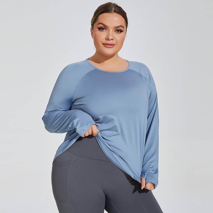Women's Plus Size Loose Mesh Long Sleeve Top. for wholesale by Sodalemon