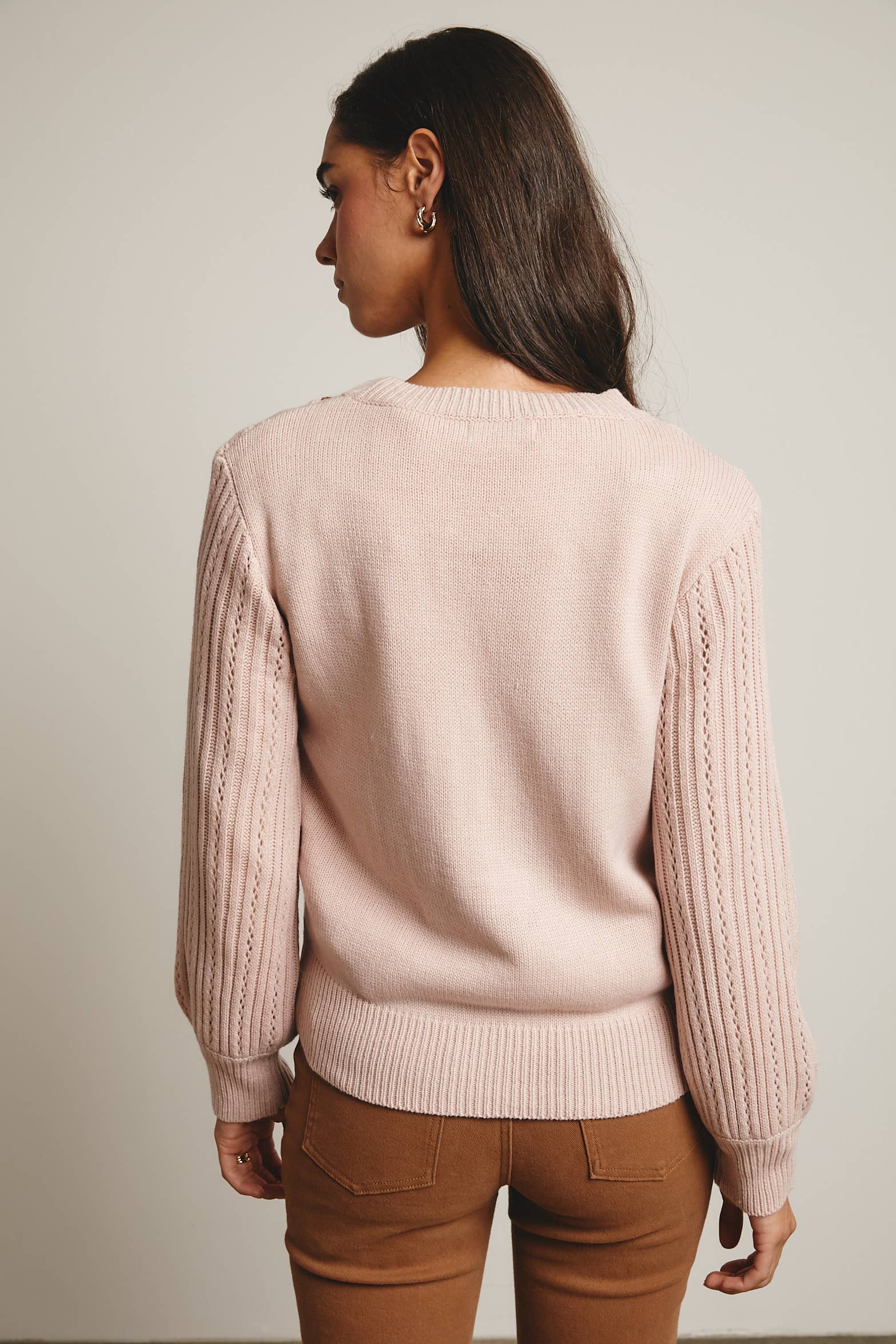 Forte - Venta al por mayor Jersey de punto - Mujer - Jersey de Punto con Mangas Abullonadas Bordadas FSW000732