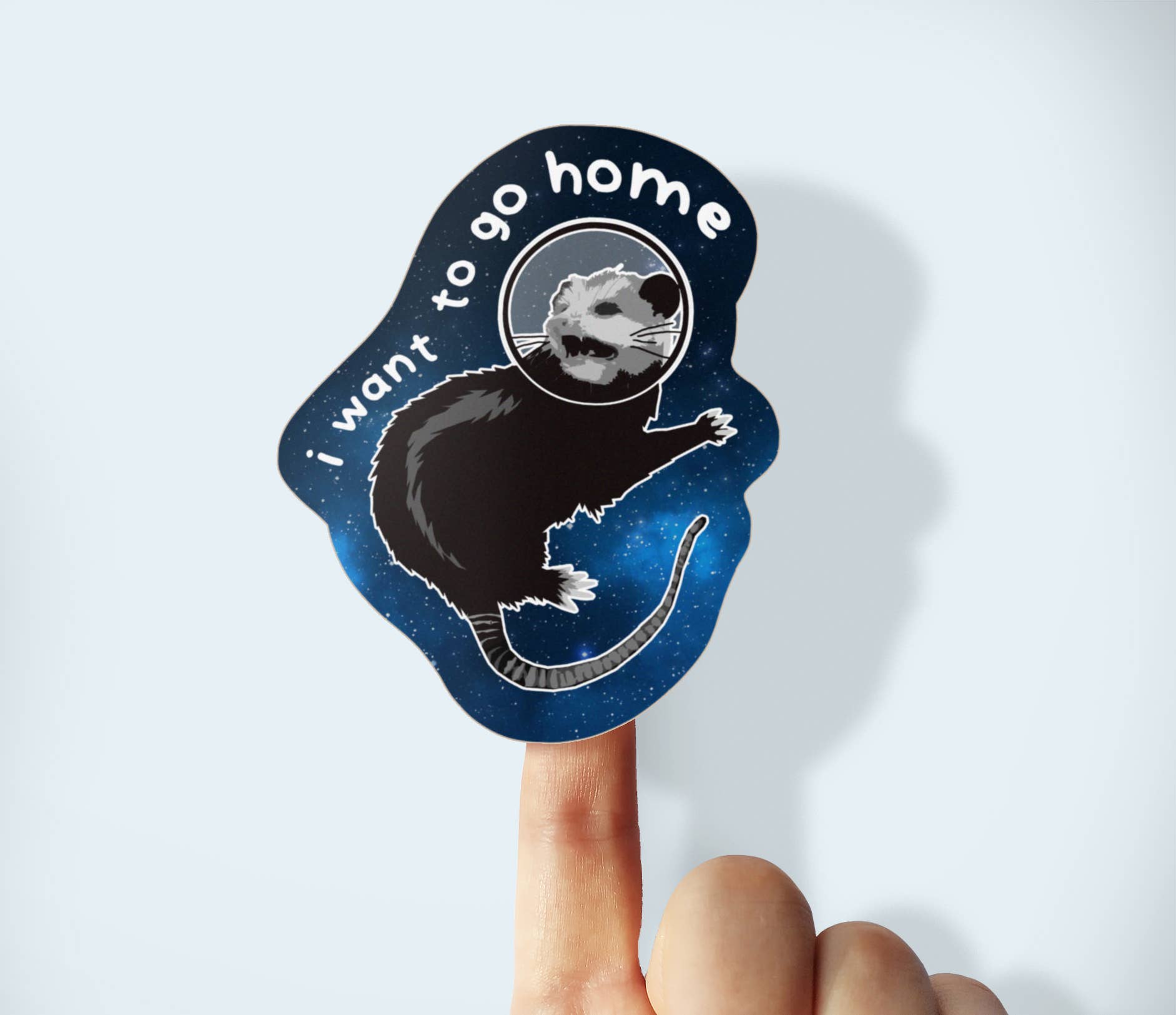 BoyPilot Goods - Wholesale Sticker - Possum in Space Sticker 3" x 3" - Introvert Anxiety Sticker1
