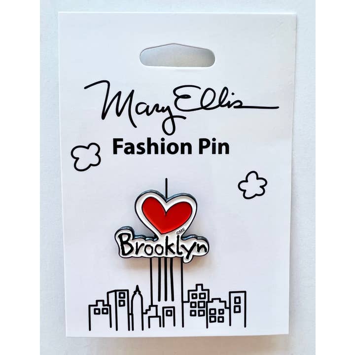 Mary Ellis - Wholesale Lapel Pin/Button - Brooklyn Heart Lapel Pin1