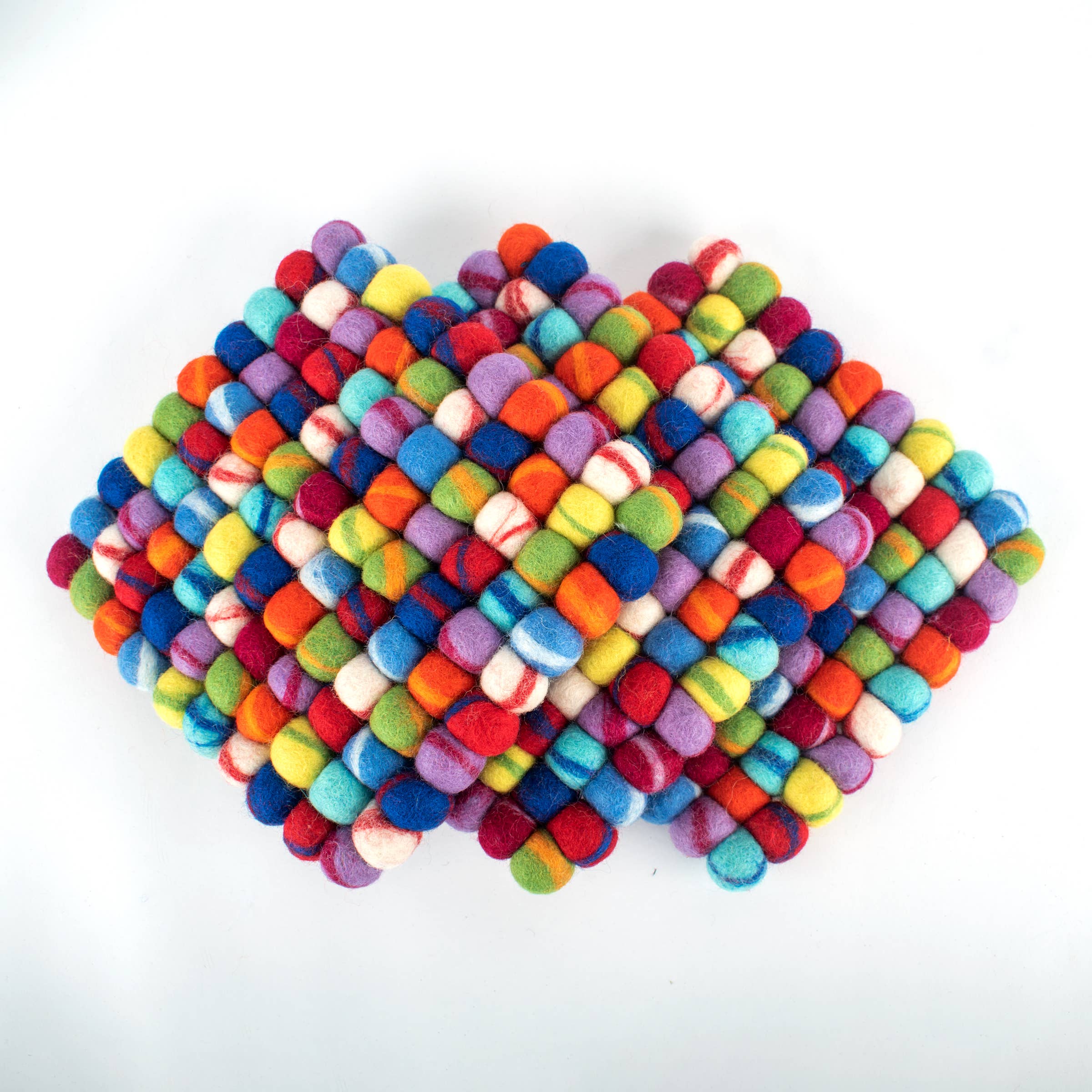 Reefelt – Base para tacho por atacado – Trivet de bola de feltro multicolorido - 8 “quadrado7