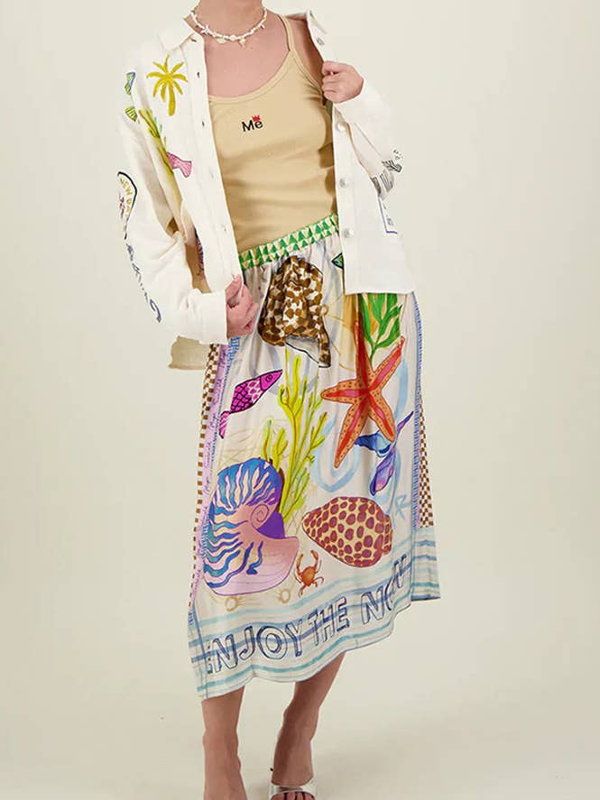 Multi Satin Boho Print Skirt Dress JRM084 for wholesale on Faire