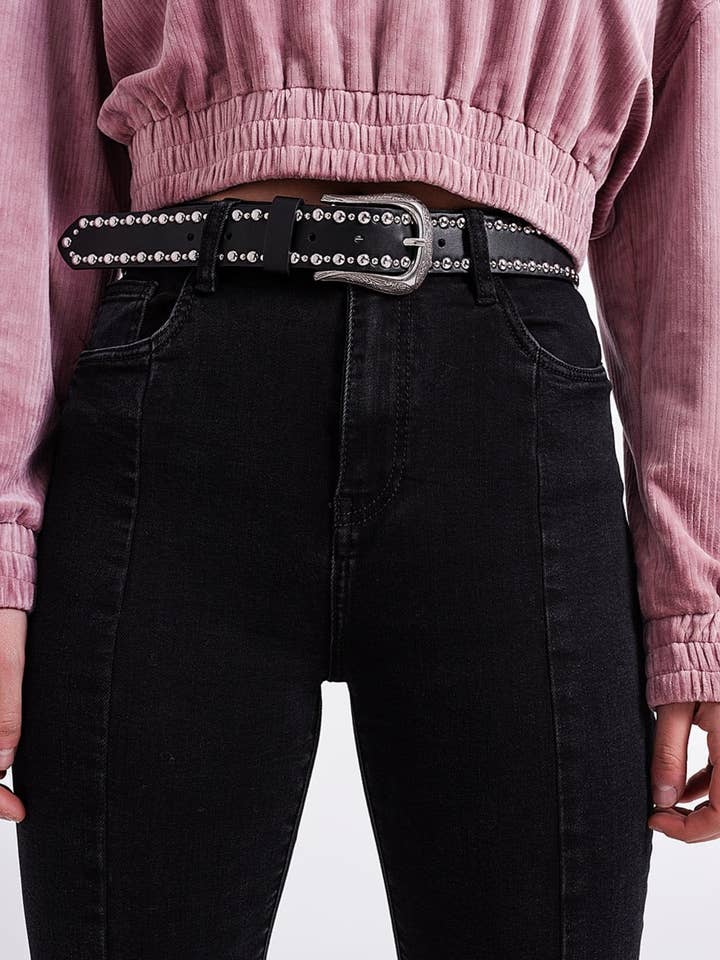 Schwarz Flare schwarze Jeans mit geteiltem Saum für den Großhandel auf Faire4