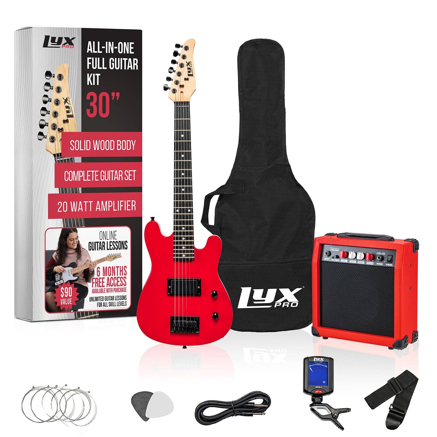 LyxPro – Instrumento musical por atacado – Guitarra elétrica de 30” para crianças com acessórios e amplificador7