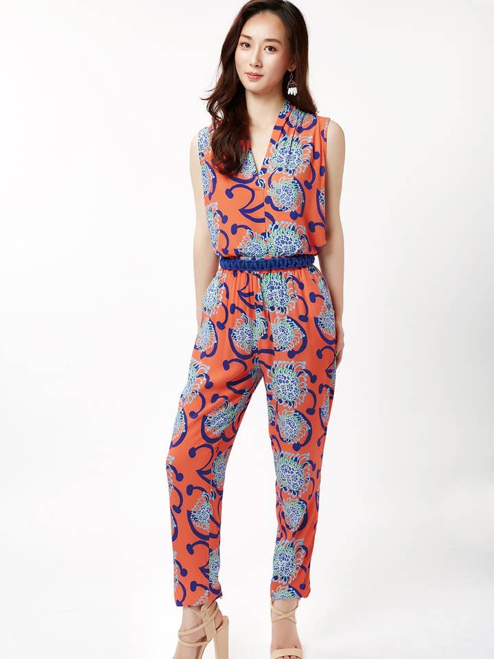 Pantaloni Alien Flowers Corallo/Blu per la vendita all'ingrosso da parte di cukimber