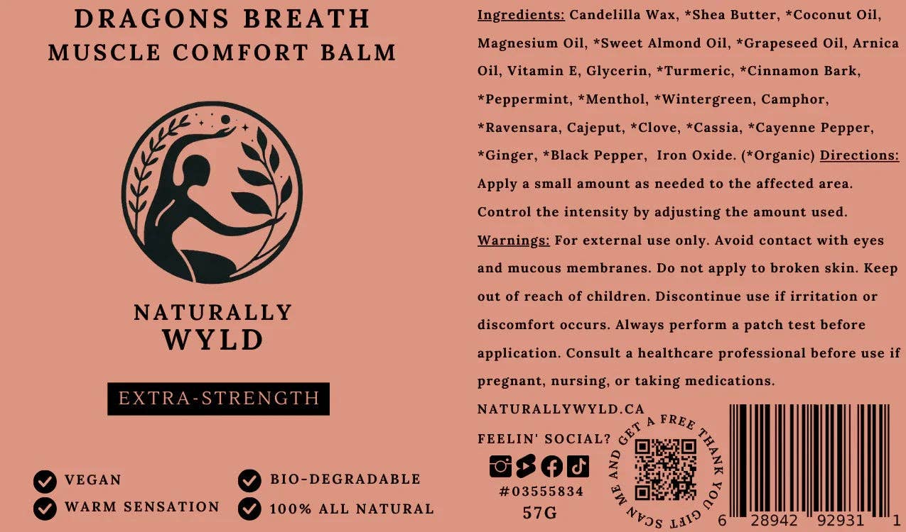 Naturally Wyld - Wholesale Body Cream/Lotion - Dragons Breath Muscle Comfort Balm: Cayenne Pepper Heat (57g)1