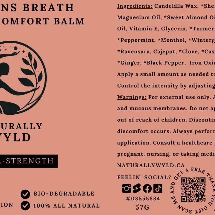 Naturally Wyld - Wholesale Body Cream/Lotion - Dragons Breath Muscle Comfort Balm: Cayenne Pepper Heat (57g)1