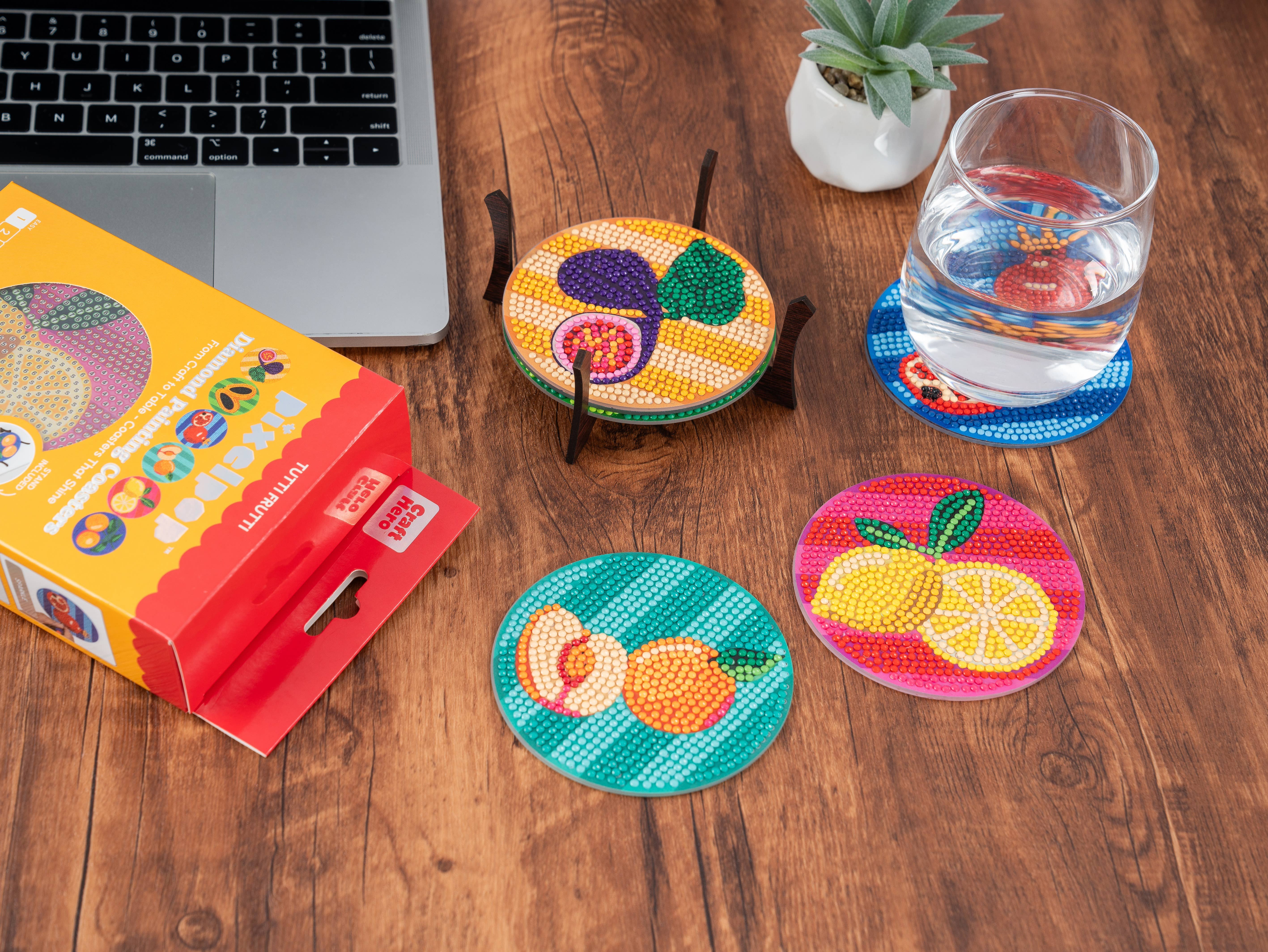 House of Party - Wholesale Disposable Coasters - PixelPop™ Diamond Art Acrylic Coaster Kit — Tutti Frutti