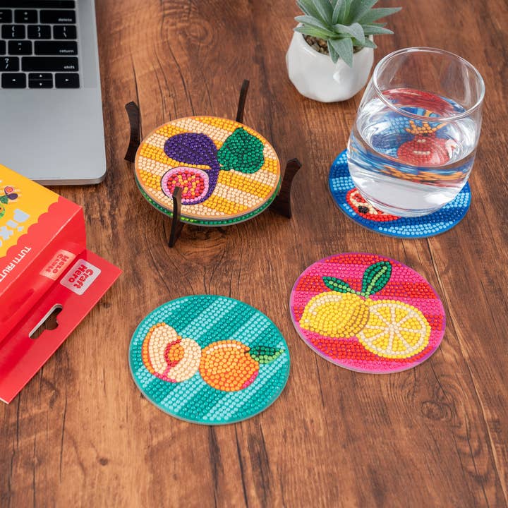 PixelPop™ Diamond Art Acrylic Coaster Kit — Tutti Frutti for wholesale by House of Party